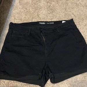 Black denim shorts
